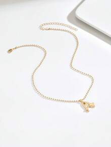 1pc Or 4pcs Fashion Elegant Gold Beaded Chain Necklace, 3D Letter Pendant Necklace, Women's Luxury Delicate Jewelry Necklace, Minimalist Layered Necklace Suitable For Any Outfit, Daily Wear, Graduation, Friendship, Holiday Gift, Beach, Party, Banquet - Gold - View 5