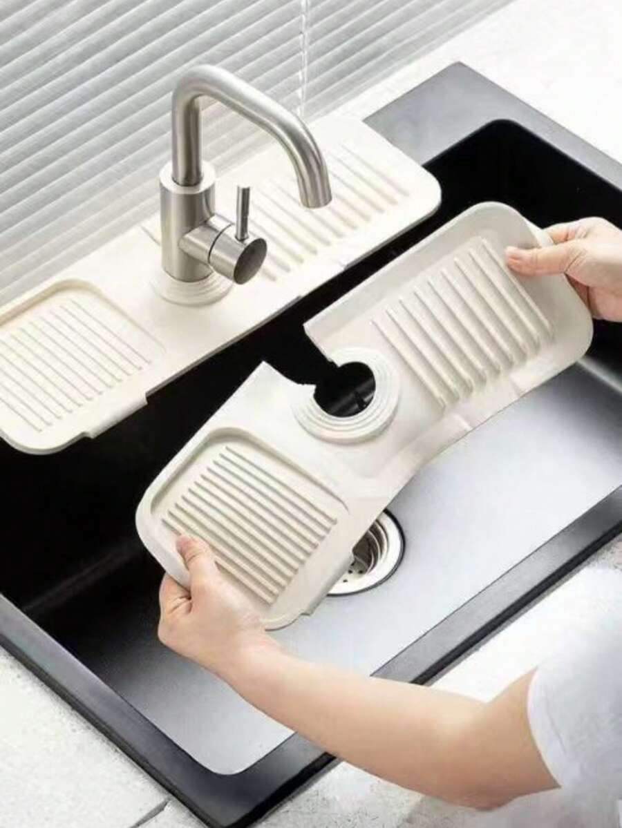 Tấm chắn nước bằng silicon cho vòi nước, thiết kế chống bắn nước, cạnh hẹp có thể cắt tỉa, thích hợp cho bồn rửa phòng tắm, bồn rửa nhà bếp, giá để chén đĩa, v.v.