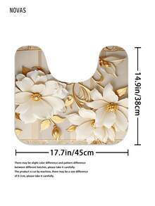 1/3/4pcs Gold Floral Print Shower Curtain Set, Minimalist Pattern, Washable Polyester Fabric, Waterproof Durable Bathroom Accessories, Includes 12 Hooks - Includes Toilet Lid Cover, Bath Mat And Rug, Home/Bedroom/Living Room/Home Decor/Summer - A - View 11