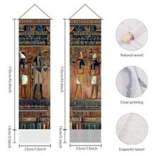 AHANDMAKER - Tapiz de murales egipcios antiguos religión egipcia mitología histórica faraones jeroglífica colgante con borlas para recámara sala de estar café decoración del hogar 45.7 x 13 - Murales egipcios - Ver 3