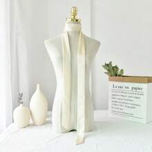 2m Long Exquisite Solid Color Lightweight Scarf Ribbon, Made Of Lightweight Polyester Fiber. It Is A Fashionable Neck Accessory For Women, With A Soft Texture. Can Be Used As A Multi-Functional Scarf, Shawl, Beach Towel, Hair Accessory, Hairband Or Headband. It Is An Ideal Choice For Styling - Multicolor - View 8