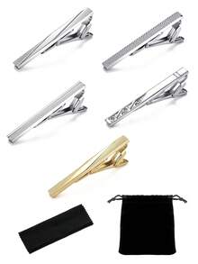1/5入男士領帶夾，經典優雅領帶夾夾扣，適用婚禮、週年紀念、商務場合 - 彩色 - 查看 3