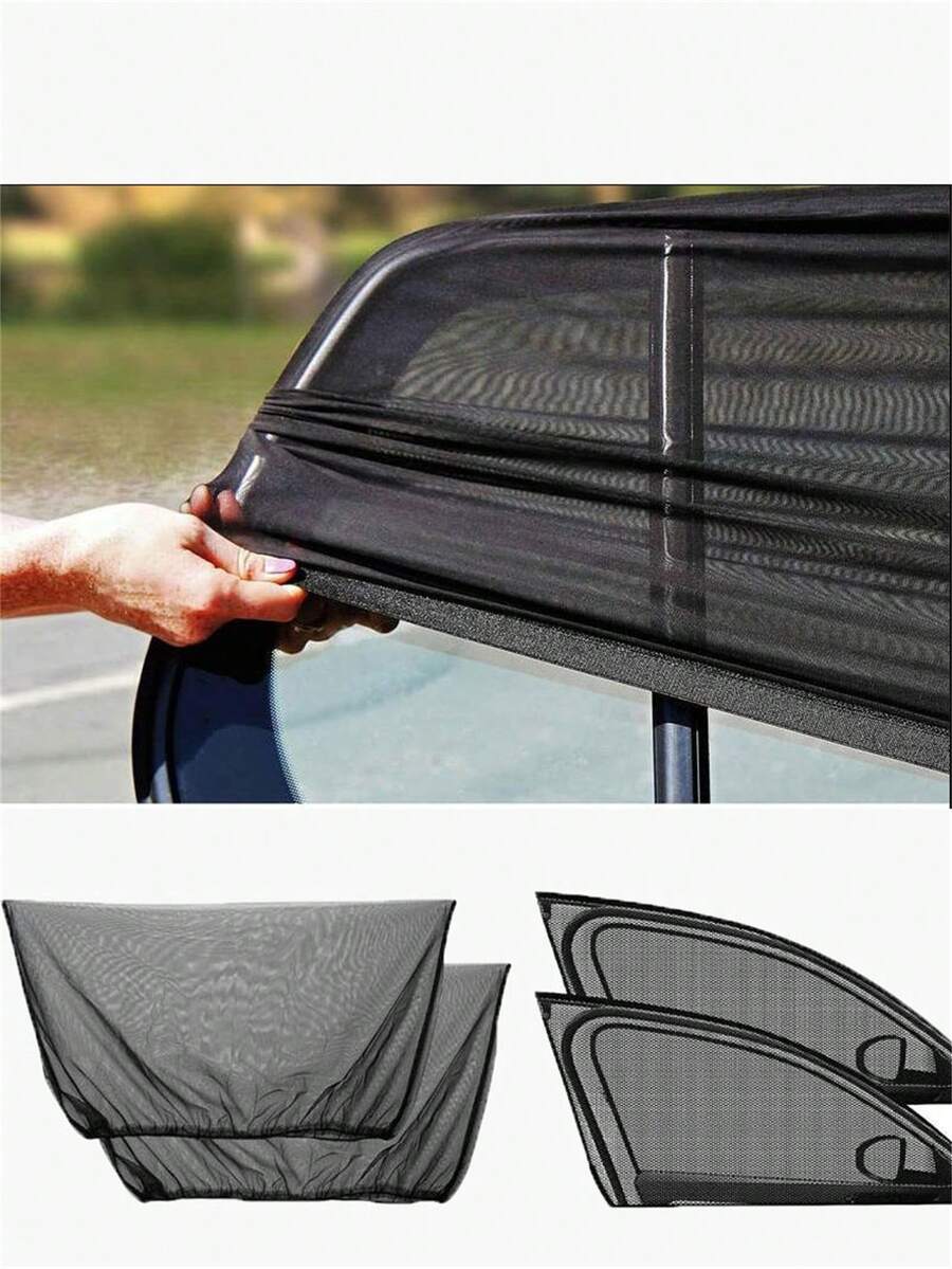 Bộ 4/2 tấm lưới che nắng cho xe hơi, chống tia UV, dùng được cho cả ô tô và SUV, bảo vệ sự riêng tư, giảm chói và côn trùng, chất liệu thoáng khí, rèm xe hơi thiết yếu. - A - Xem 1