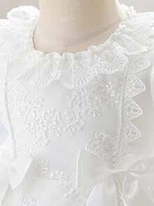 0-2岁女婴蕾丝连衣裙，白色洗礼服，适合派对穿着 - 白色 - 查看 6
