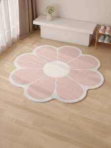 1pc Cream-Colored 8-Petal Flower Shaped Carpet, Cream Pink Floral Round Rug, Suitable For Living Room, Bedroom, Study, Children's Room, Baby Room Decoration - Durable, Non-Slip, Machine Washable, Decorative Carpet, Bedroom Decor, Small Rug, Carpet, Home Decor, Living Room Carpet, Living Room Small Rug, Bedroom Carpet, Living Room Home Decor, Outdoor Rug, Washable Carpet - Multicolor - View 6