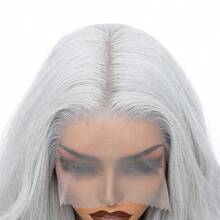 Dark Brown Color 26Inch 13X6 Transparent Lace Front Wig With Baby Hair For Women Body Wave Synthetic Heat-Resistant Wig - Grey - View 5