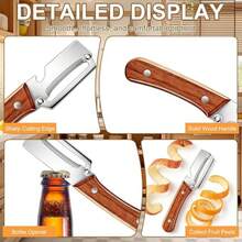 2Pcs Multifunctional Vegetable Peeler With Wooden Handle, 2026 New Stainless Steel Fruit & Veggie Peeler With Bottle Opener, Practical Kitchen Cooking Tool For Pumpkin, Mother's Day Gift - Silver - View 2