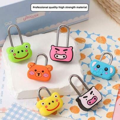 Bộ 10 ổ khóa mini hình động vật hoạt hình dễ thương (Ếch/Gấu/Lợn/Voi/Chó), vỏ silicon và khóa kim loại chống gỉ, lý tưởng cho hành lý, ngăn kéo, sổ tay và tủ khóa.