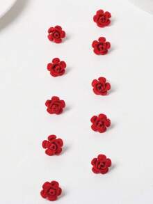 10pcs Rose Hair Clips, Women Hair Accessories - Red - View 3