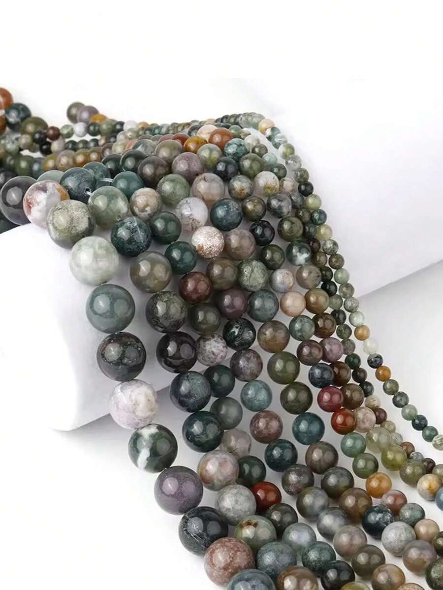1 Strang 4/6/8/10mm natürliche Achat-Rundperlen, Balance-Heilsteine, für DIY Schmuckherstellung/Armbänder/Halsketten und andere Schmuckaccessoires - Verschiedenfarbig - Übersicht 1