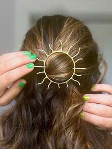 时尚简约创意复古精致百搭圆形发髻发夹2件套，适合女性日常佩戴、外出、拍照、送礼，可作发髻造型器、发型设计发夹。 - 彩色 - 查看 3