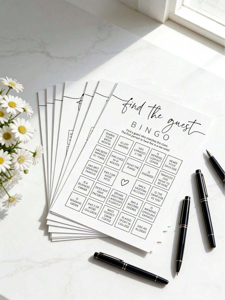10pcs Bingo Game Cards For Baby Shower, Bridal Shower, Minimalist Style - Multicolor - View 1
