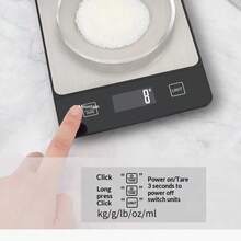 1pc Digital Kitchen Scale, 10kg/22lb - Stainless Steel Easy To Clean Material, Suitable For Baking And Cooking, Measures In G/Oz With 1g Precision, LCD Display, Tare Function, Non-Rechargeable, Requires 2*AAA Batteries (Not Included) - Black - View 11