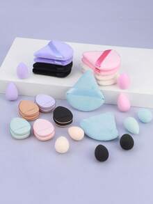 Bộ dụng cụ trang điểm chuyên nghiệp 6 món, bao gồm bông mút trang điểm hình tam giác và bông mút nhỏ, màu be nhạt mềm mại, dụng cụ trang điểm cầm tay tiện lợi, quà tặng Ngày của Mẹ. - Nhiều màu - Xem 4