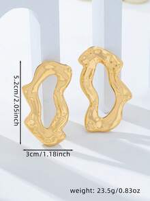 1 Pasang Anting Logam Asimetris, Desain Ekstra Personalisasi Eropa dan Amerika, Perhiasan Vintage Cocok untuk Pemakaian Sehari-hari, Liburan, Perjamuan, dan Aksesori Pesta - Emas - View 5