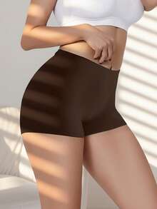 女士安全内裤，无痕内裤，冰丝短裤，防走光透气柔软亲肤三角裤，舒适内衣 - 棕色 - 查看 8