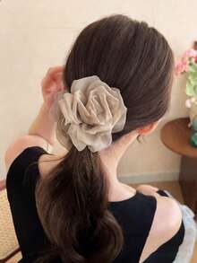 1pc Soft Mesh Rose Hair Clip, Sweet Floral Hair Accessory, Suitable For Daily Outfit, Hairstyle Decoration, Fashionable Hair Clip For Spring, Hair Accessory For Summer, Summer Accessory, Suitable For Holiday Outfit,Festival,Party - Multicolor - View 3