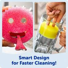 Scrub Sponges - Dish Scrubber   Non-Scratch Cleaning Sponges Kitchen, Bathroom   Multi-Surface - Dual-Sided Dish Sponges Scrubbing - Online Exclusive (3 Count) - Scrub Mommy - View 4