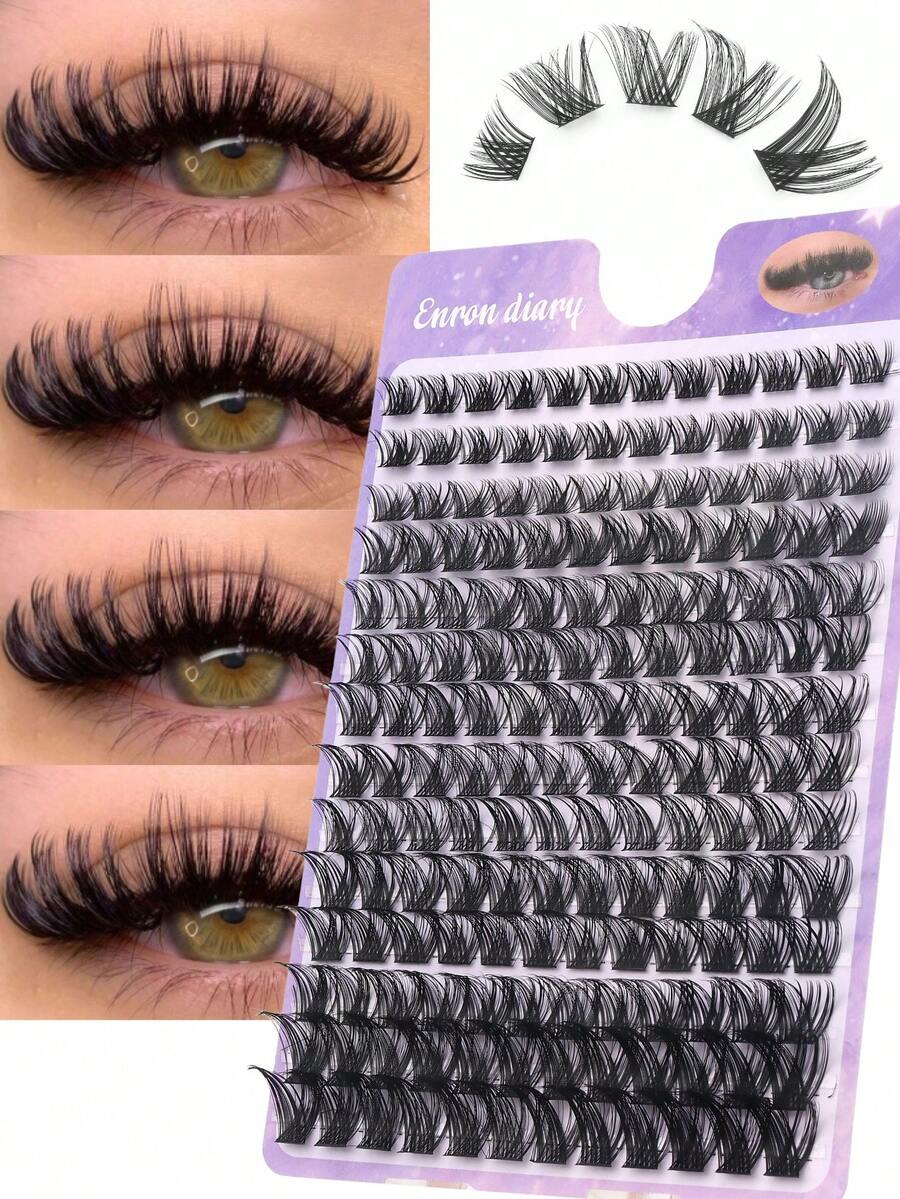 168片D型卷翘猫眼簇状假睫毛，纤长蓬松，单根睫毛，可重复使用，打造惊艳的开斋节妆容，D型卷翘，精致自然，18毫米卷翘仿貂毛睫毛，宛如真貂毛嫁接，打造猫眼妆效，加长假睫毛末端，簇状假睫毛。 - D - 查看 1