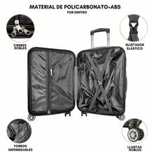 Juego de maletas rígidas 2 piezas 20 y 18 equipaje de mano 10KG y 8KG ligero material PC+ABS ruedas 360° desmontables con cierre integrado - Negro - Ver 4