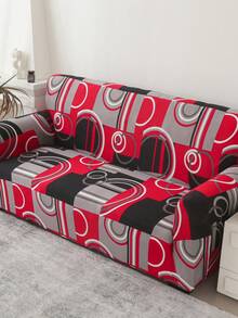 1pc Elastic Sofa Cover, All Inclusive Polyester Sofa Cover, Knitted Milk Silk All Season Universal Sofa Cover - Red - View 11