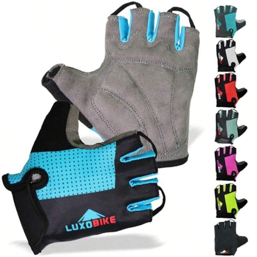 Guantes de ciclismo para bicicleta guantes de bicicleta de montaña antideslizantes acolchados transpirables con medio dedo accesorios deportivos para hombres y mujeres - Azul Medio dedo - Ver 1