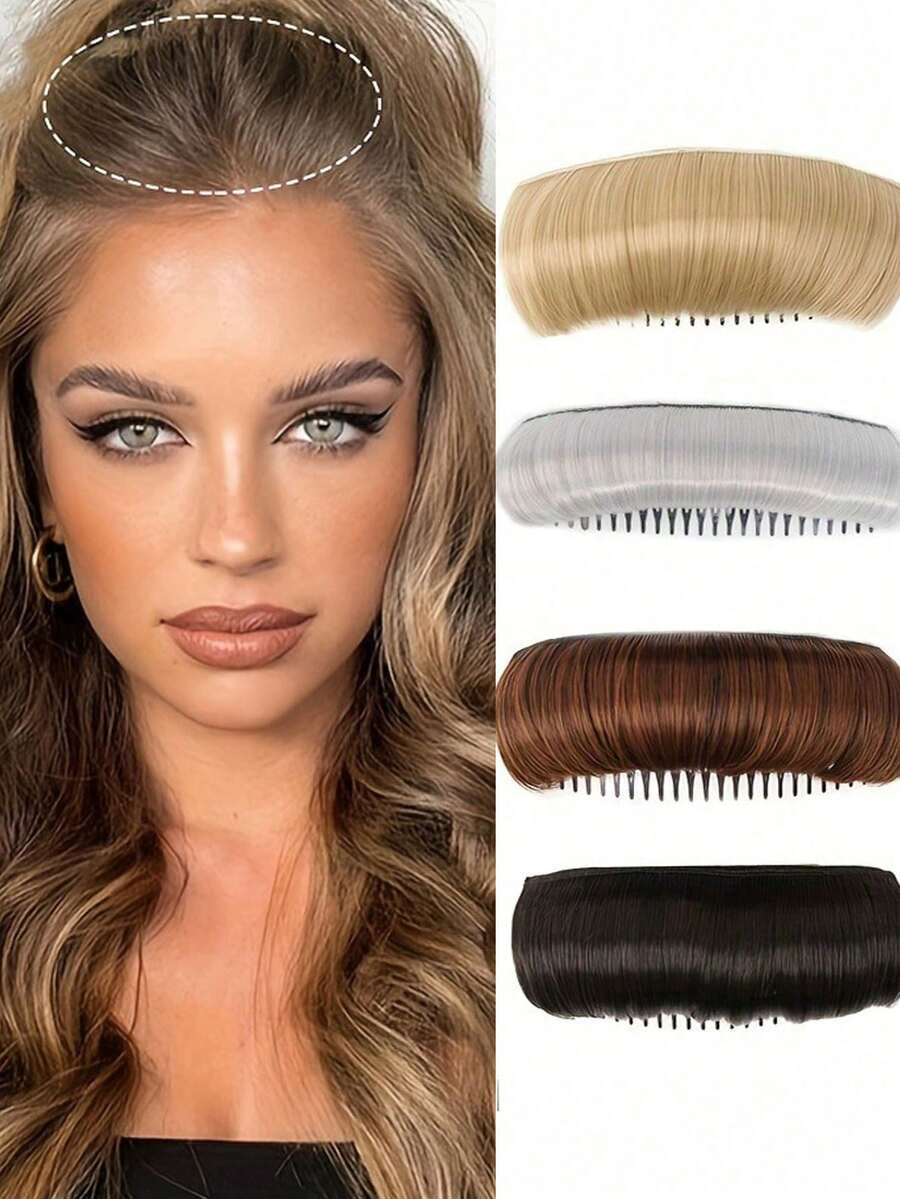 Fluffy Sponge Hair Comb For Volume And Root Lift, Women's Invisible Hair Pad, Double-Sided Thickened Invisible Sponge Back Of Head Hair Comb, Sponge BB Hair Clip Hair Accessory - Invisible Clip-On Foam Pad, DIY Dry Hair Styling, Natural Voluminous Hair Accessory - Multicolor - View 1