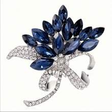 Crystal Flower Brooch, Fashionable 2-In-1 Scarf Clip & Sweater Chain Necklace, Luxury Accessory - Flower Type - View 3