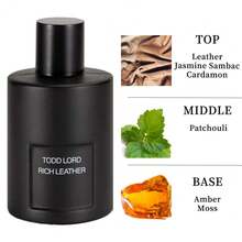 Wish Men's 3.4 Fl Oz Eau De Parfum TODD LORD RICH LEATHER – Leather Jasmine Sambac Cardamom – Patchouli Heart – Amber Moss Base – Designer Inspired Woody Spicy Leather Fragrance – Long Lasting Scent For Party Night Out & Daily Wear – Perfect Gift For Husband, Boyfriend, Dad – Valentine's Day Birthday Father's Day Present - Da/Hoa nhàiSambac/Thảo quả - Xem 3