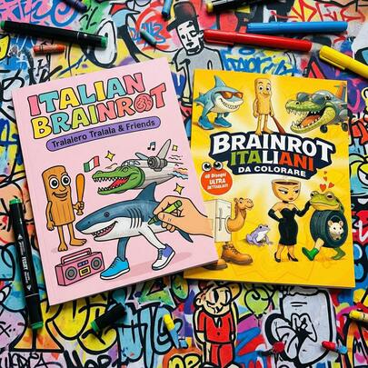 一套意大利表情包涂色书：收录了有趣的意大利表达和古怪的人物场景，非常适合喜欢另类幽默的青少年和成年人，是婚礼季和母亲节的完美礼物。