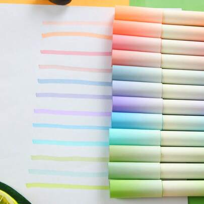 Bộ 1 bút dạ quang chuyển màu, bút dạ màu pastel mềm mại, thích hợp cho việc ghi nhật ký bằng Bullet Journal, bút dạ quang đầu vát dành cho học sinh và những người yêu thích văn phòng phẩm để ghi chú và vẽ nguệch ngoạc.