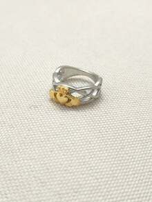 1 chiếc nhẫn thiết kế hình trái tim vương miện tối giản, thanh lịch, thích hợp làm quà tặng trang sức cho nữ giới khi đeo hàng ngày, dự tiệc, hẹn hò hoặc đi du lịch. - Bạc - Xem 4