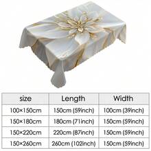 1pc Elegant Floral Print Polyester Tablecloth, Suitable For Kitchen, Dining Room, Holiday, Banquet, Party Table Decor - Multicolor - View 4