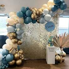 Vintage Ocean Blue & Sand White Latex Balloon Garland Set, Party Decoration - View 4