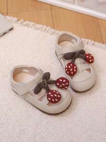 1双可爱婴幼儿防踢软底时尚百搭凉鞋，防滑休闲旅行沙滩鞋，罗马风格，适合夏季 - 米色 - 查看 10