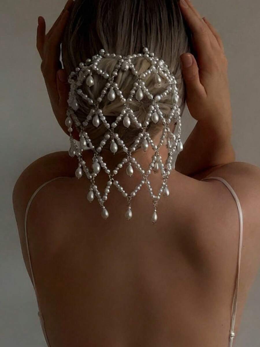 1件优雅珍珠新娘发梳,迷人舞会派对头饰,日常及节日女士配饰 - 銀色 - 查看 1