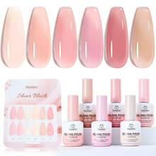 Beetles Nude Gel Nail Polish Set - 6 Colors Nude Pink Brown Neutral Jelly Gel Polish Kit - 15ML 6 Colors Sheer Blush - 查看 1