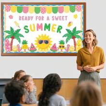Summer Bulletin Board Decoration Set Beach Bulletin Board Decorations Summertime Hawaiian Paper Cutouts Kit Sweet Summer Tropical Theme Decor For School Classroom Home Office Chalkboard Wall Door - As Pic - View 4