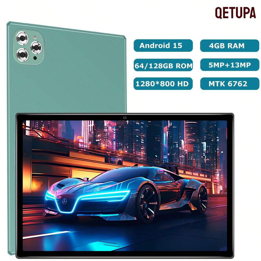Qetupa M9-4 10.1 吋 Android 13 平板電腦，4GB RAM（可擴充 4GB RAM）+ 64GB ROM / 4GB RAM（可擴充 4GB RAM）+ 128GB ROM，MTK 6762 八核心 2.0GHz 處理器，HD (1280x800) IPS 觸控螢幕（不含適配器）