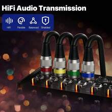 4pcs 4.6m 8-Shaped Balanced PVC XLR Male To Female Cable, Multi-Color (Red, Yellow, Green, Blue), Round Coded, Plug & Play, Audio Transmission, Suitable For Mixer/PA System/Recording Studio - Black - View 5