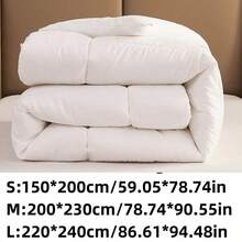1pc White Hotel Style Comforter, Fiber Quilted All-Season Blanket, Large Double/Single Size, Breathable Cotton Quilt For Spring & Autumn - White - View 2