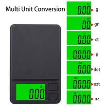 [500g 精密電子秤] 數位口袋秤，500g/0.01g 精度，LCD 背光克重稱量工具，塑膠材質，電池供電，附歸零功能，適用於珠寶、食品、盎司/克令，不含電池 - 黑色 - 查看 6