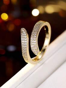 1 chiếc nhẫn hở đính kim cương siêu nhỏ tinh tế, nhẫn đeo giữa ngón tay thời trang, đa năng, trang sức cao cấp có thể đeo chồng lên nhau, thích hợp cho đi làm và đeo hàng ngày. - Vòng hở - Xem 8