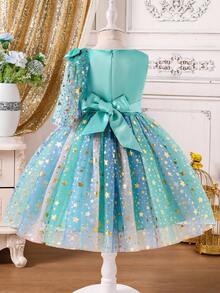 Vestido de niña de las flores, vestido formal de tul de princesa, vestido de dama de honor para niñas, boda, cumpleaños, fiesta, desfile, vestido de noche - verde menta - Ver 3