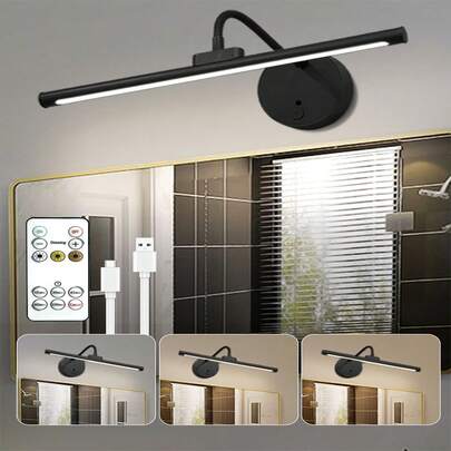 1pc Magnetic LED Cabinet Light | Picture Frame Decorative Light With Remote Control, Timer, 3 Adjustable Colors, USB Charging, Suitable For Corridor, Painting, Reading, Display Room Lighting(1800Mah)