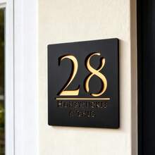 Laser Cut Matte Black And Copper Mirror Embossed Room Number Plate/Door Sign - Multicolor - View 4
