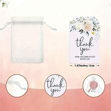 Miroir à motif rose, miroir de maquillage en plastique, carte de remerciement de mariée (avec sac en organza), faveur de fête de mariage, cadeau de demoiselle d'honneur (pour les invités), fournitures pour baby shower/fête, décoration de baby shower - Ensemble de fête miroir multicolore à fleurs roses - Voir 5