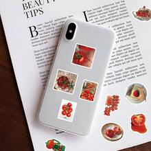 63张红色番茄主题贴纸，田园风植物拼贴画，适用于剪贴簿、手账和笔记本电脑DIY - 彩色 - 查看 4