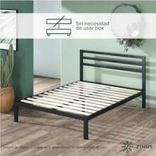 ZINUS MIA Base de Cama Individual con Cabecera de Acero de Metal Color Negro y Listones de Madera Muy Resistente con Estilo Moderno Garantía de 5 Años - Con cabecero - Ver 4
