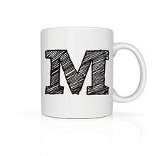 Taza LETRA M por ambos lados Cerámica para Café o Té 11oz 330ml Coffee Tea Mug LETTER M Perfecta para la Oficina o Regalo - Blanco - Ver 4